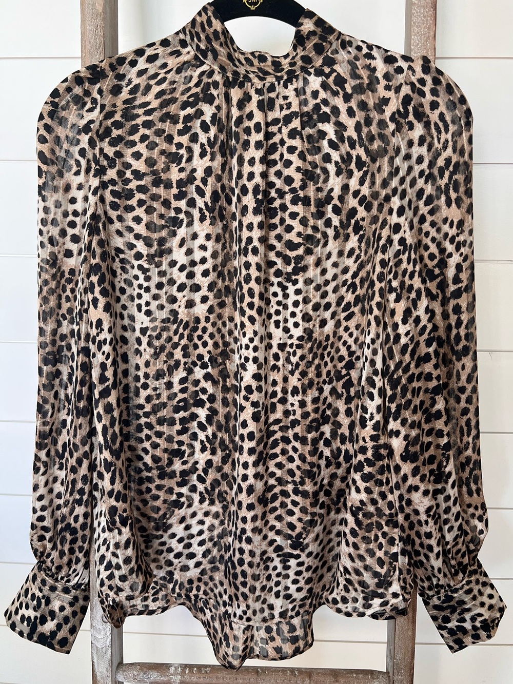 H&M Beige and Black Leopard Print Blouse